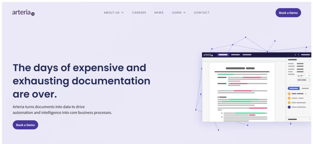 Arteria AI homepage