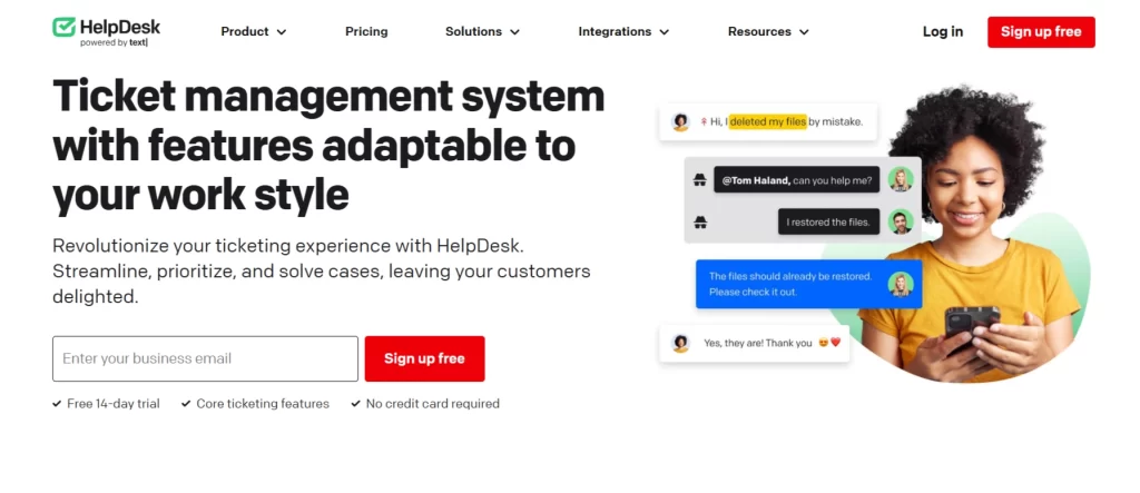 Helpdesk Homepage