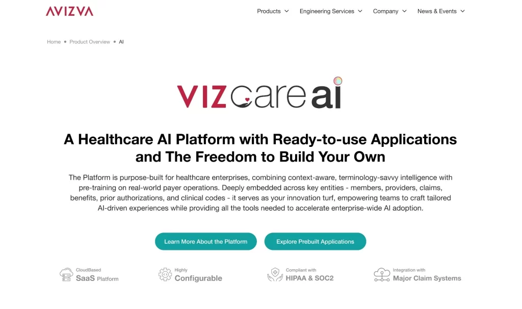 VIZCare AI, an AVIZVA healthcare solution for better customer experience