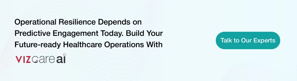Operational Resilience Depends on Predictive Engagement Today. Build Your Future-ready Healthcare Operations With
VIZCare AI.